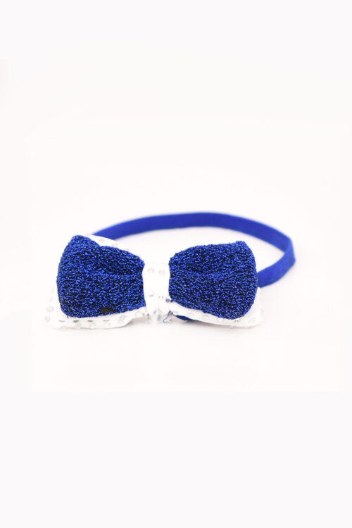 Blue & White Crystal Bow Stretchy Headband