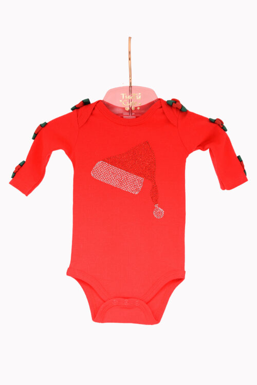 Crystal Santa Hat Cotton Onesie