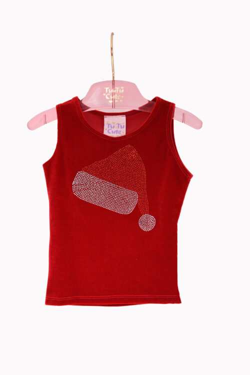 Crystal Santa Hat Luxe Velvet Tank Top