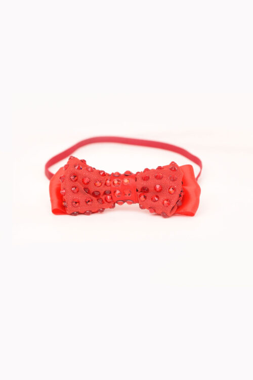 Double Red Crystal Bow Stretchy Headband