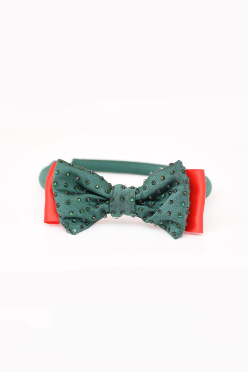 Green & Red Crystal Bow Headband