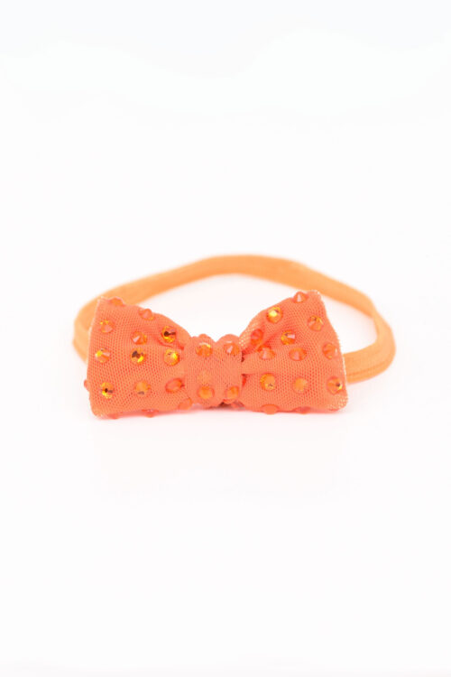 Orange Crystal Bow Stretchy Headband