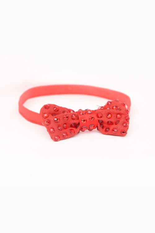Red Crystal Bow Stretchy Headband