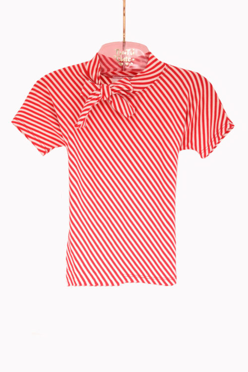 Striped Bow Tie Cotton Shirt