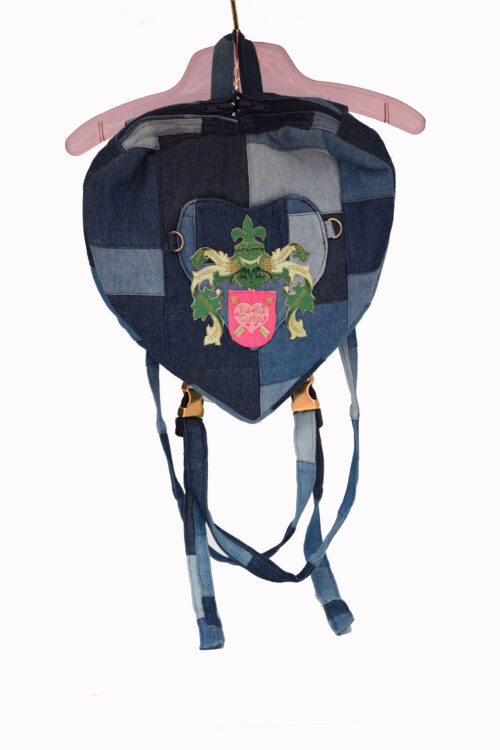 Patchwork Denim Heart Backpack