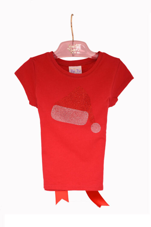 Red Crystal Santa Hat Cotton T-Shirt