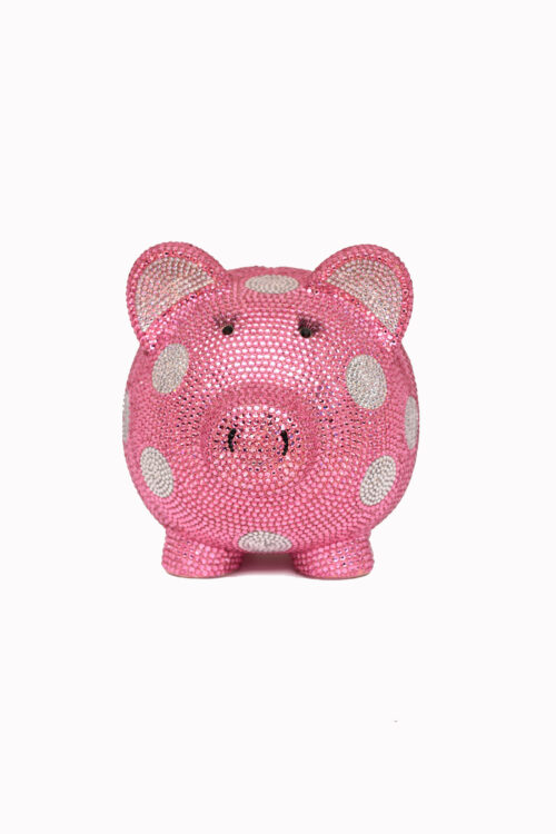 Small Pink Polka Dot Piggy Bank With Eyelashes