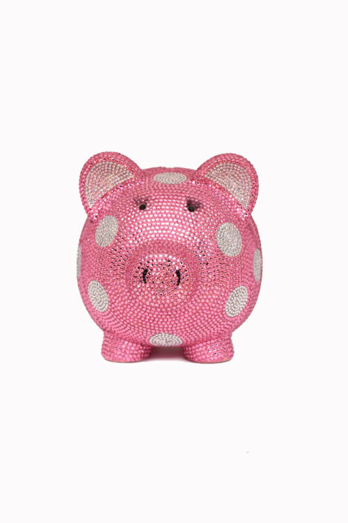 Small Pink Polka Dot Piggy Bank With Eyelashes