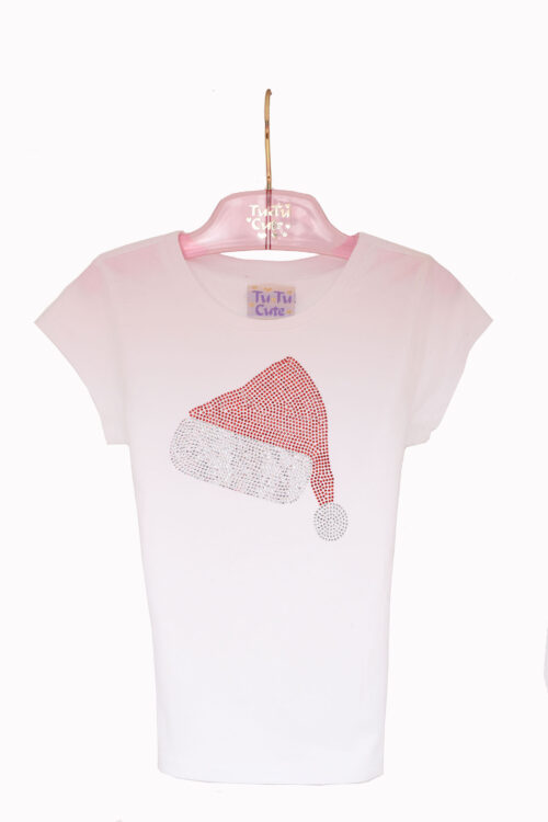 White Crystal Santa Hat Cotton T-Shirt